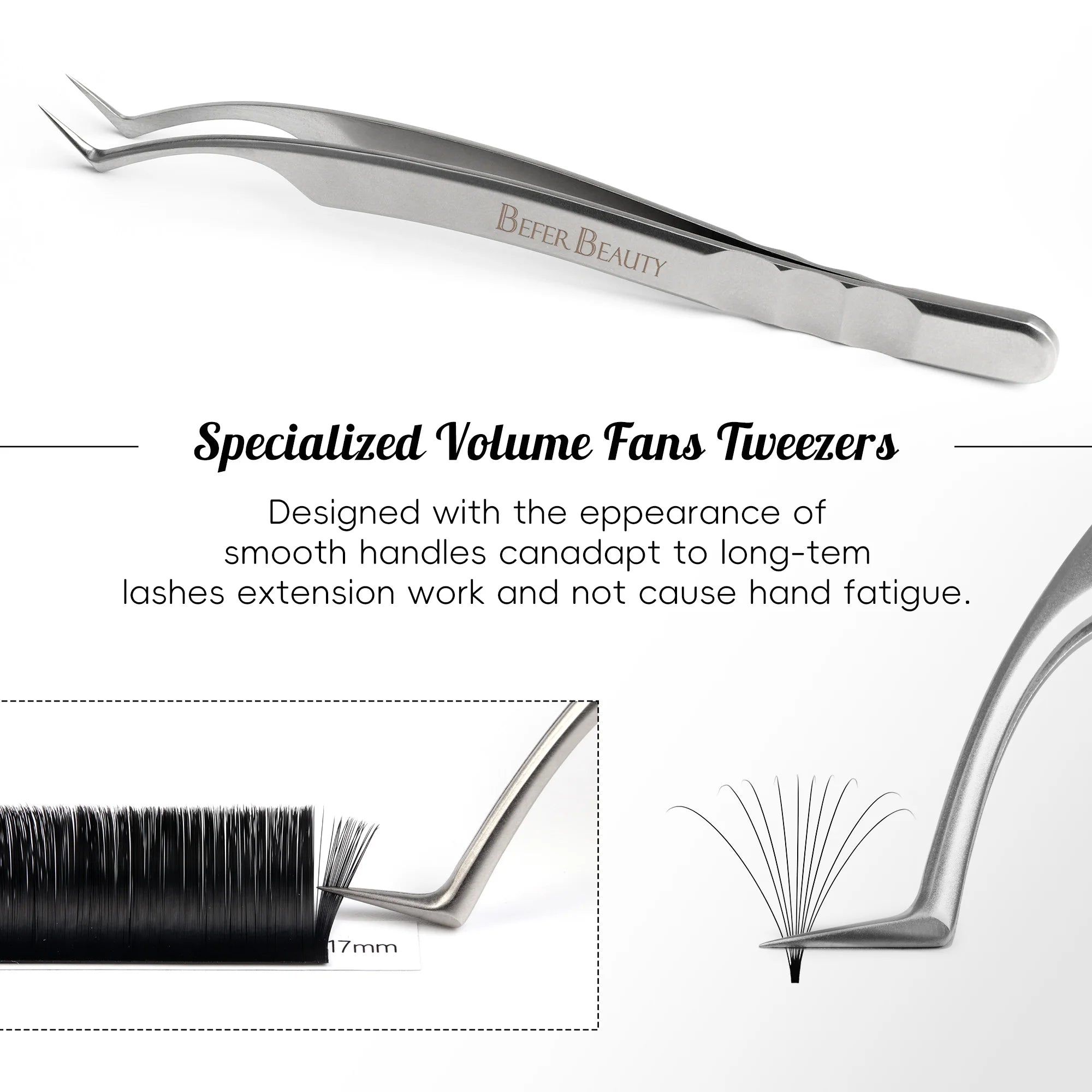 Anti-Static Stainless Steel Eyelash Extension Tweezers
