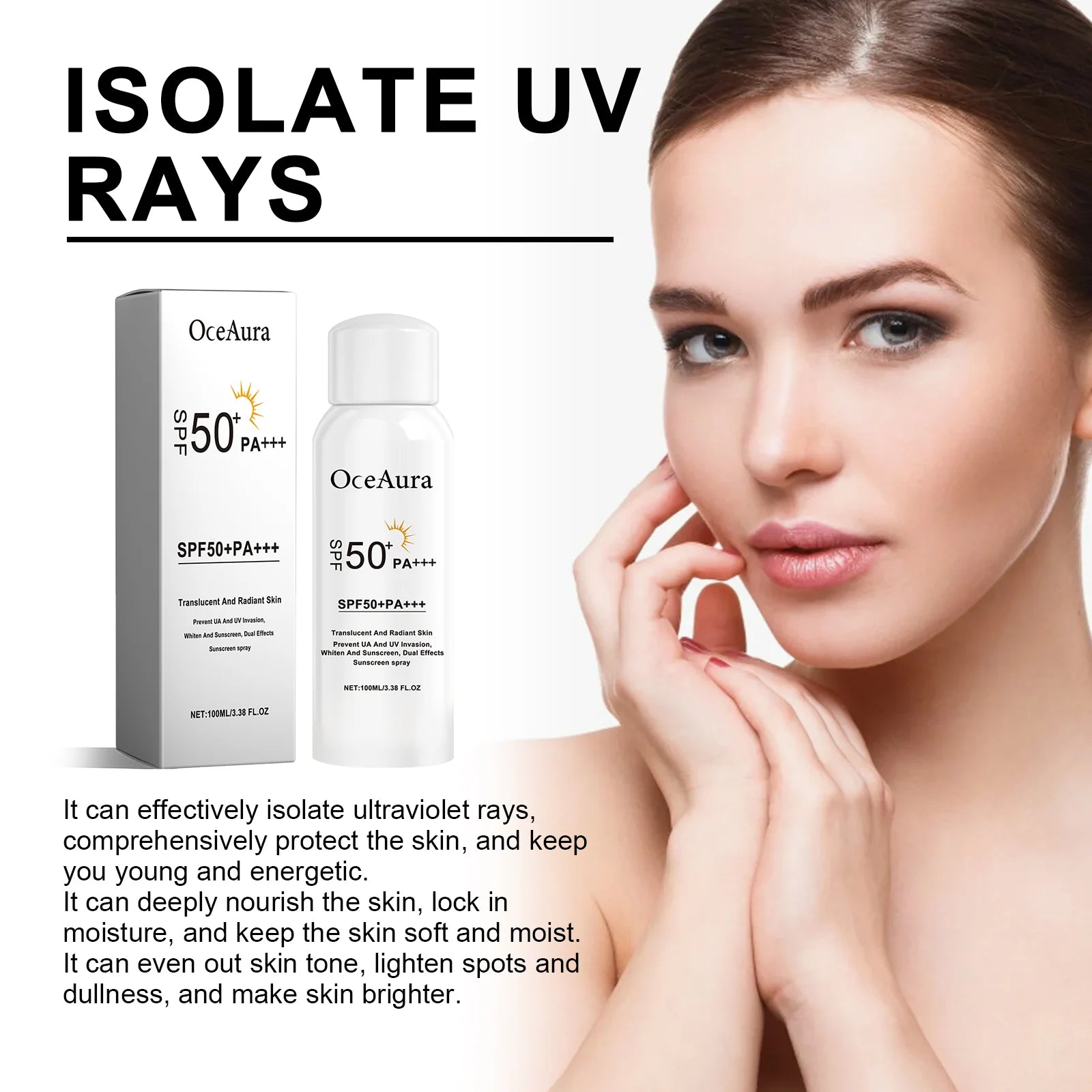 Oceaura SPF Sunscreen Spray – 100ml UV Protection