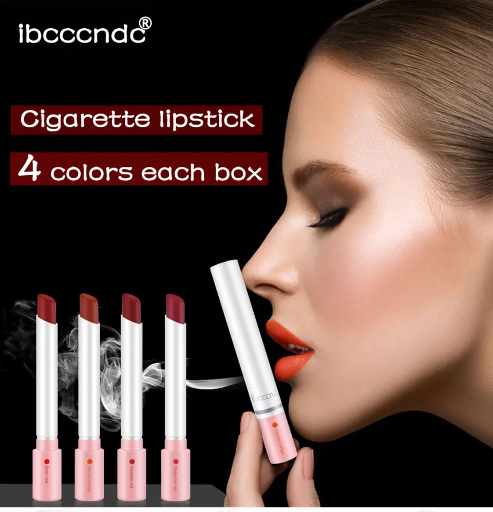 4pcs Cigarette Lipstick Set – Matte Lip Glaze, Waterproof & Long-Lasting Tint