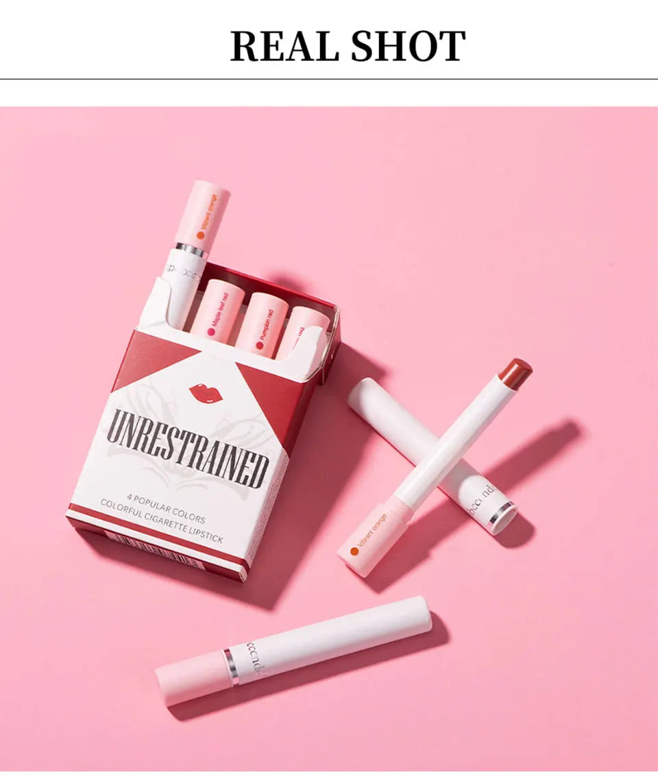 4pcs Cigarette Lipstick Set – Matte Lip Glaze, Waterproof & Long-Lasting Tint