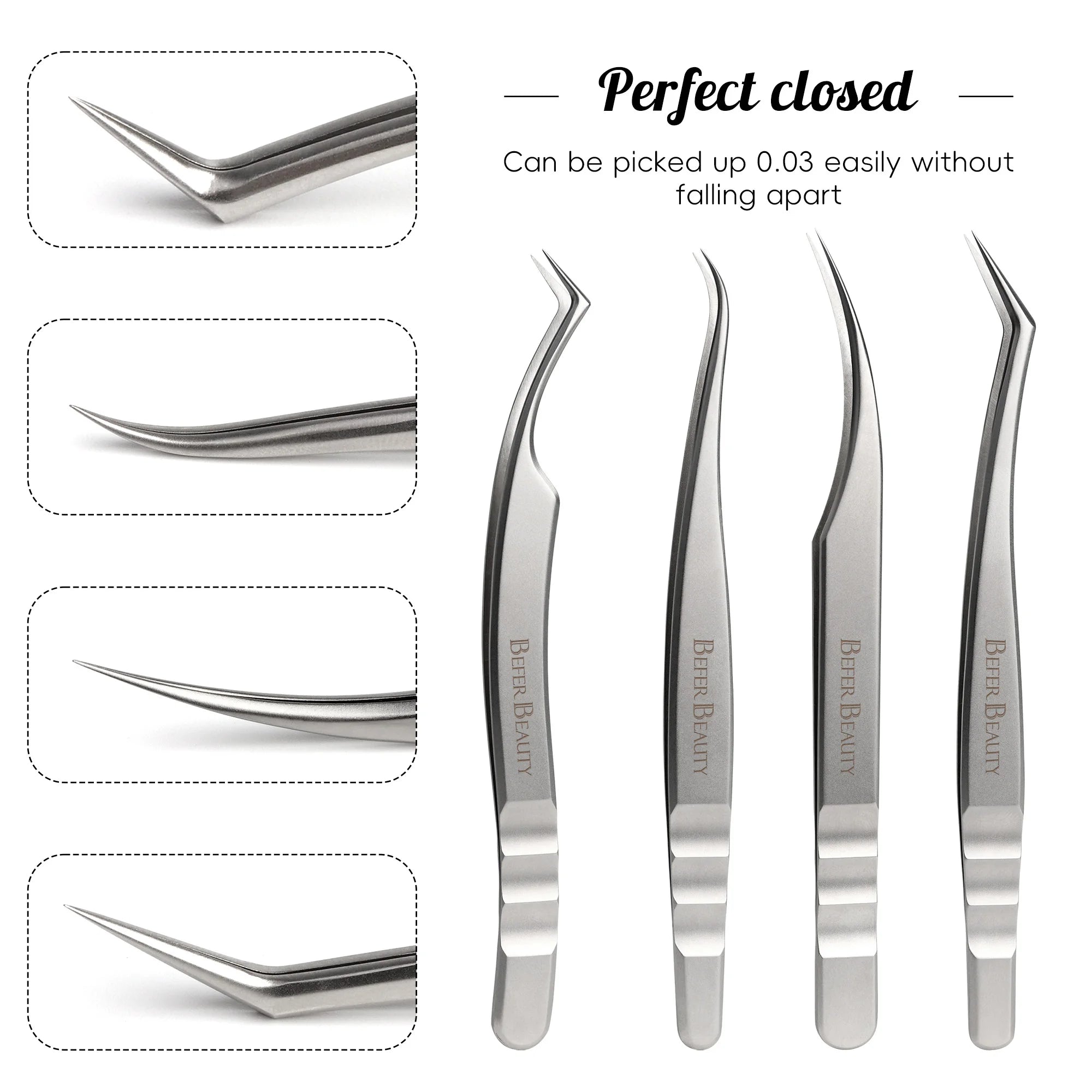 Anti-Static Stainless Steel Eyelash Extension Tweezers