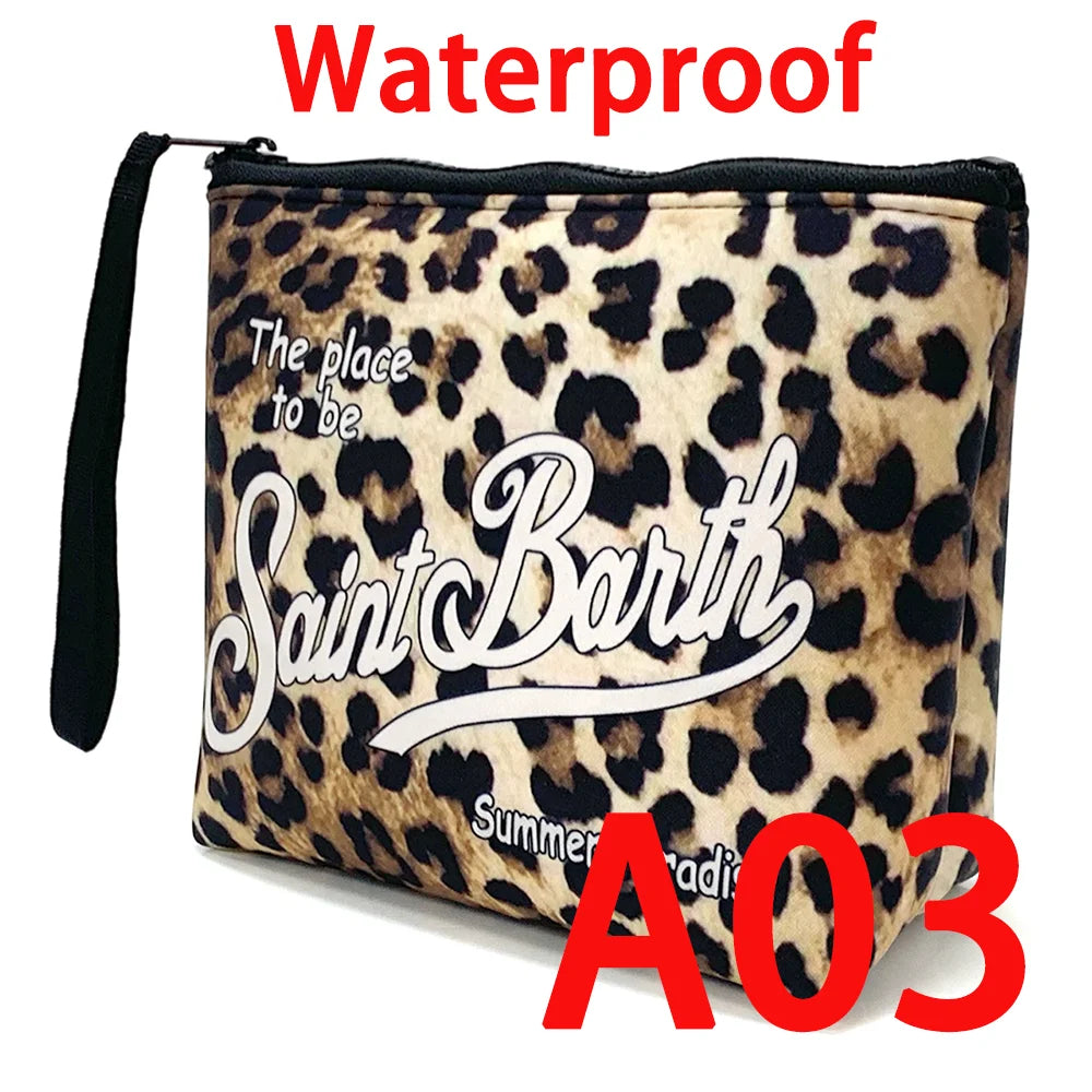 Large Capacity Neoprene Makeup Bag – Striped Travel Toiletry Organizer