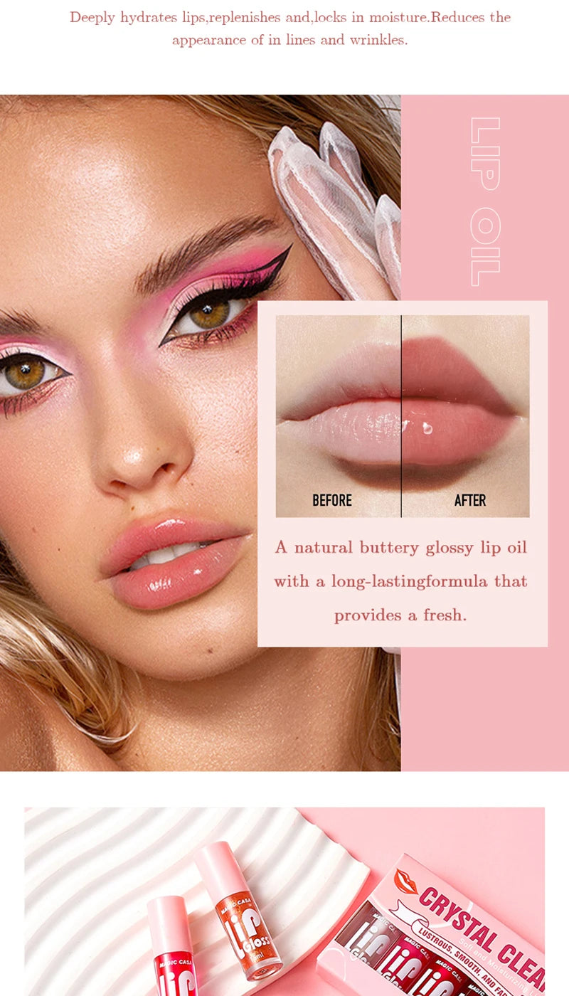 MAGIC CASA 6pcs Jelly Lip Oil – Hydrating, Plumping & Glossy Finish