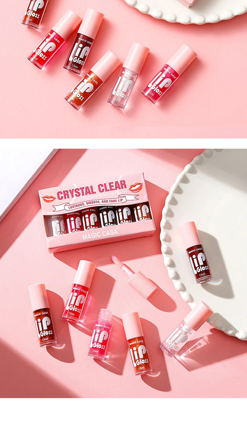 MAGIC CASA 6pcs Jelly Lip Oil – Hydrating, Plumping & Glossy Finish