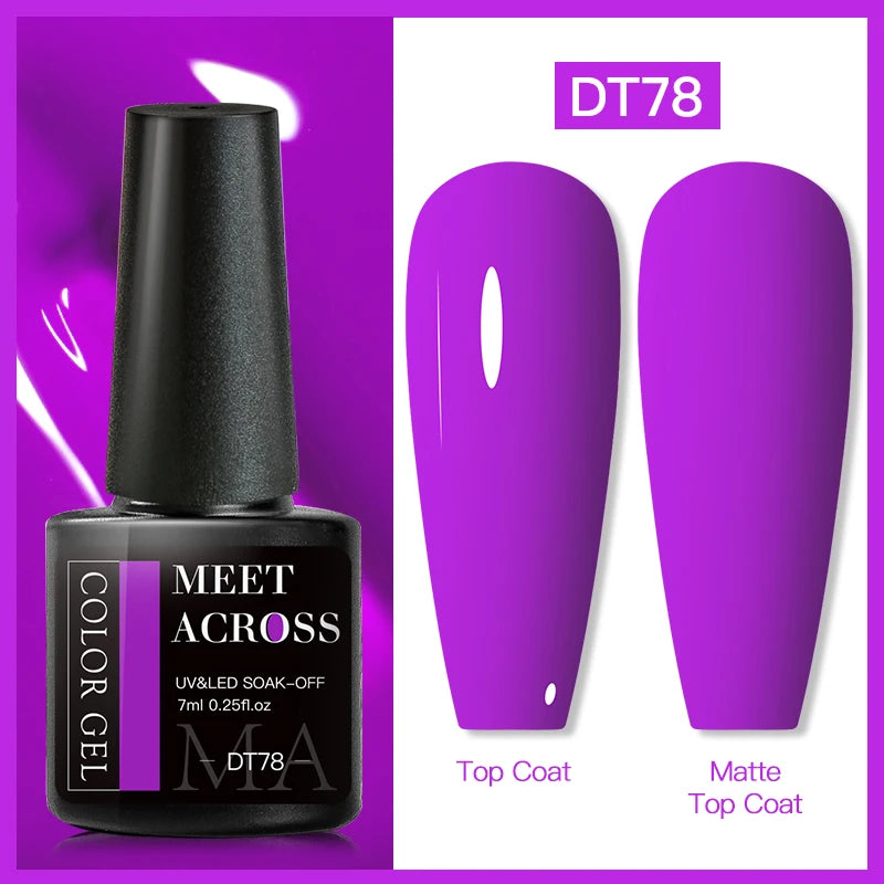 MEET ACROSS Fluorescent Neon Gel Nail Polish 7ml – UV/LED Semi-Permanent