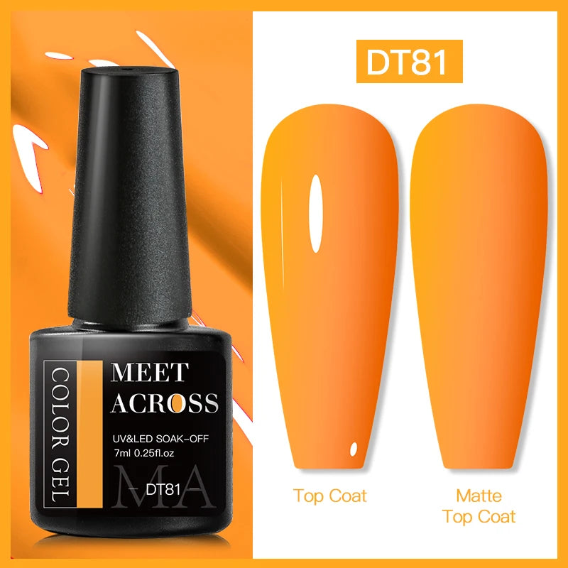 MEET ACROSS Fluorescent Neon Gel Nail Polish 7ml – UV/LED Semi-Permanent