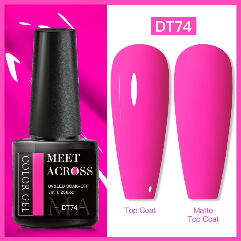 MEET ACROSS Fluorescent Neon Gel Nail Polish 7ml – UV/LED Semi-Permanent