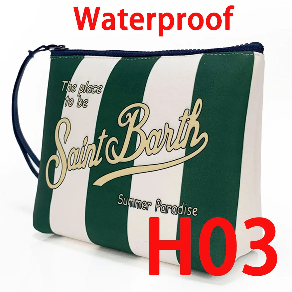 Large Capacity Neoprene Makeup Bag – Striped Travel Toiletry Organizer