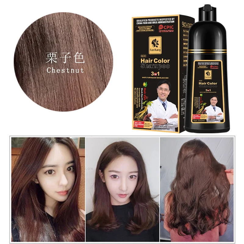 500ml Permanent Hair Dye Shampoo – Natural Plant Essence