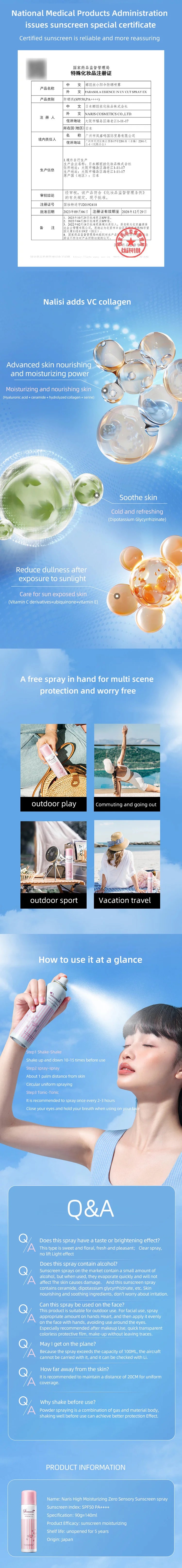 Naris Pink Sunscreen Spray – Face & Body UV Protection