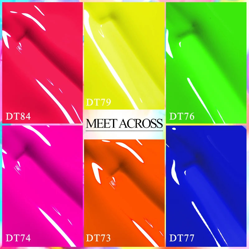 MEET ACROSS Fluorescent Neon Gel Nail Polish 7ml – UV/LED Semi-Permanent
