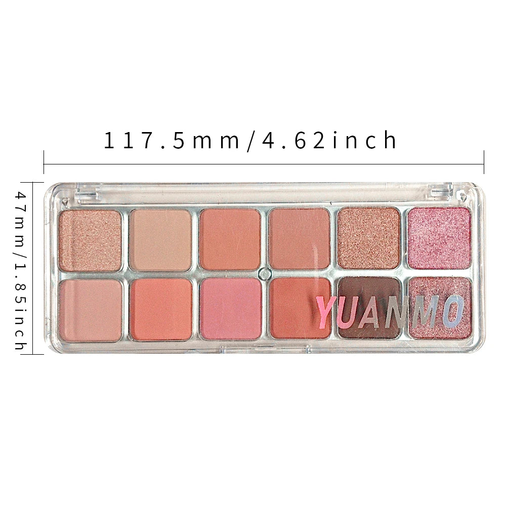 12-Color Pink Eyeshadow Palette – Matte & Shimmer Shades for Day & Night