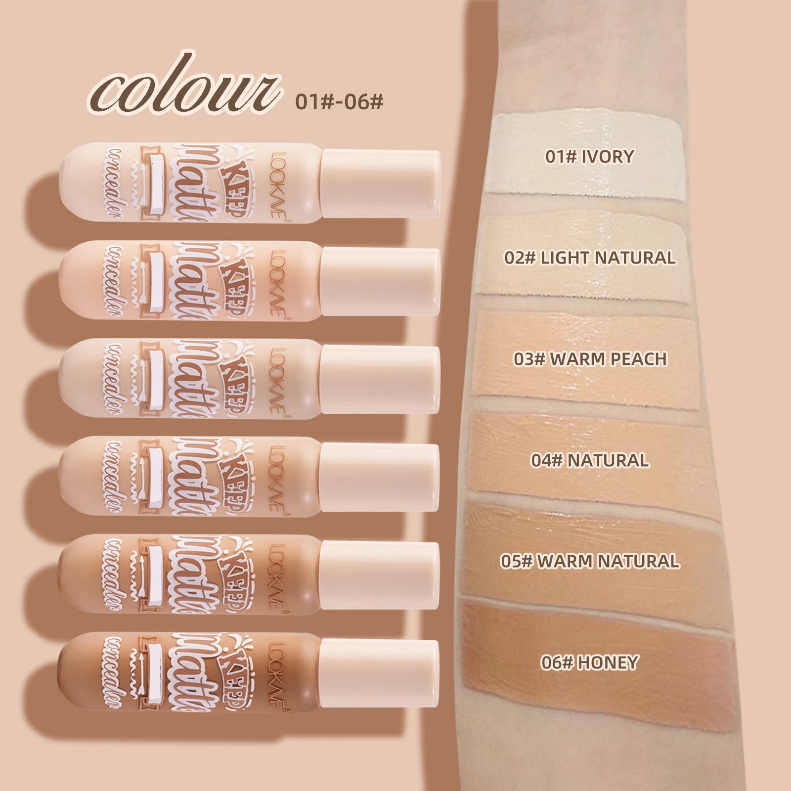 6-Color Liquid Concealer Stick – Full Coverage & Matte Finish Foundation