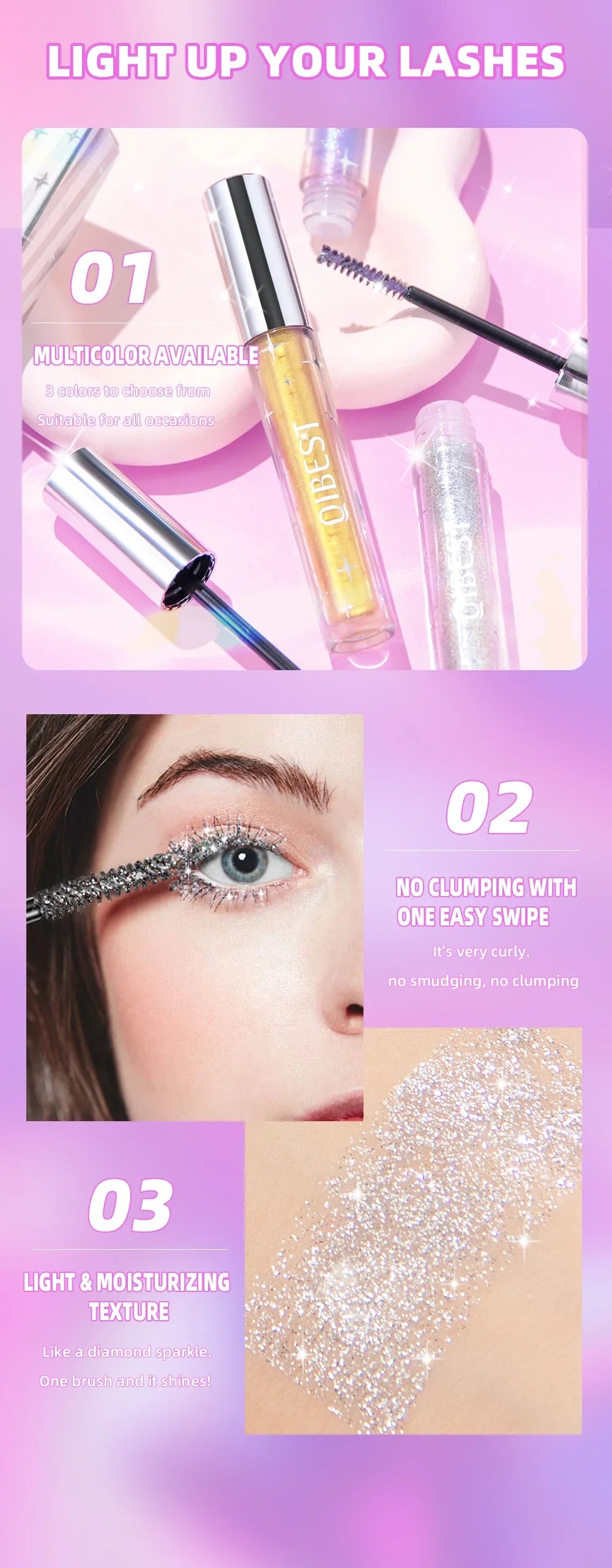 Diamond Purple Glitter Mascara – Shimmer, Curling & Long-Lasting