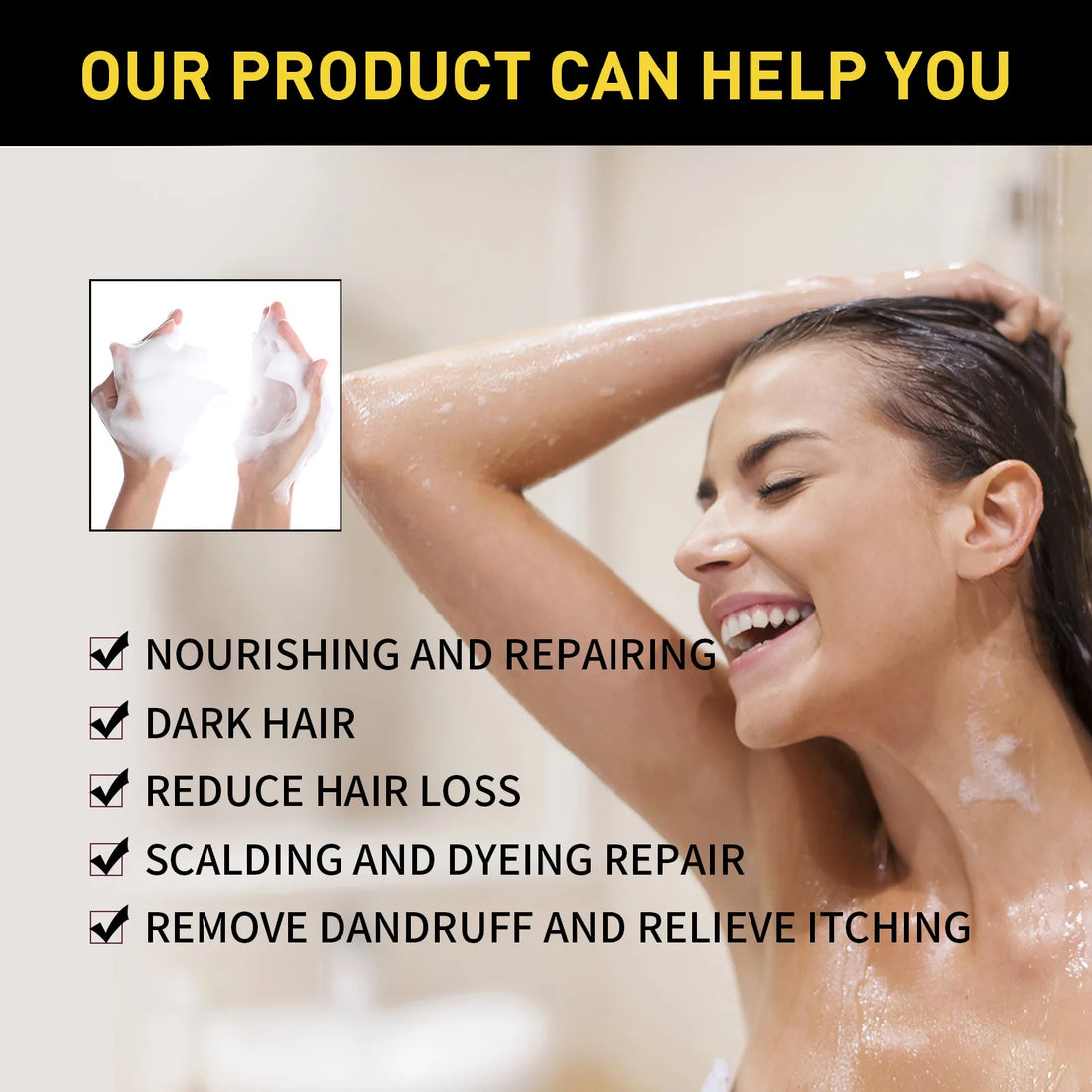 EELHOE 3-in-1 Black Hair Dye Shampoo