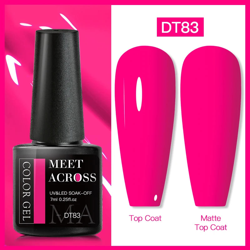 MEET ACROSS Fluorescent Neon Gel Nail Polish 7ml – UV/LED Semi-Permanent