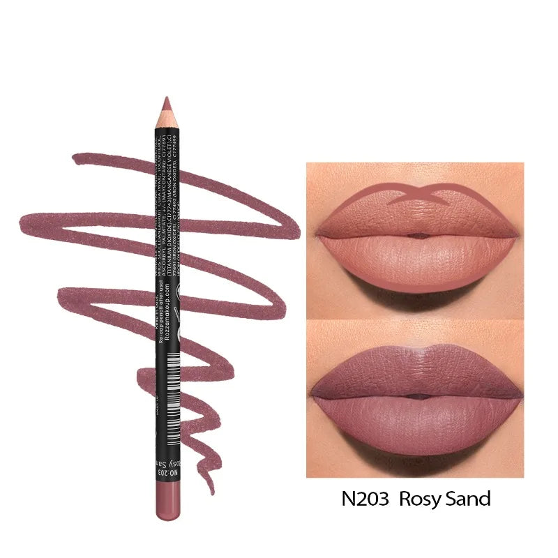 14-Color Nude Matte Lip Liner Pencil Set – Waterproof