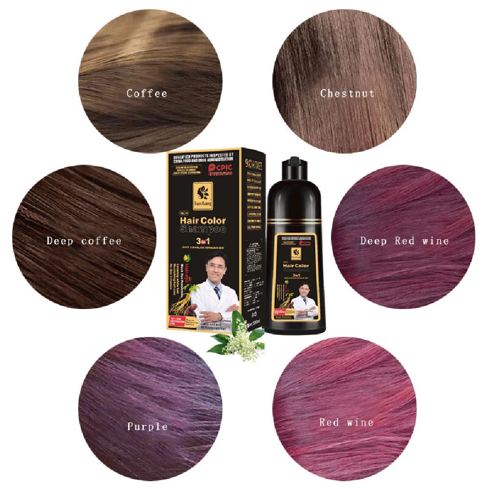 500ml Permanent Hair Dye Shampoo – Natural Plant Essence