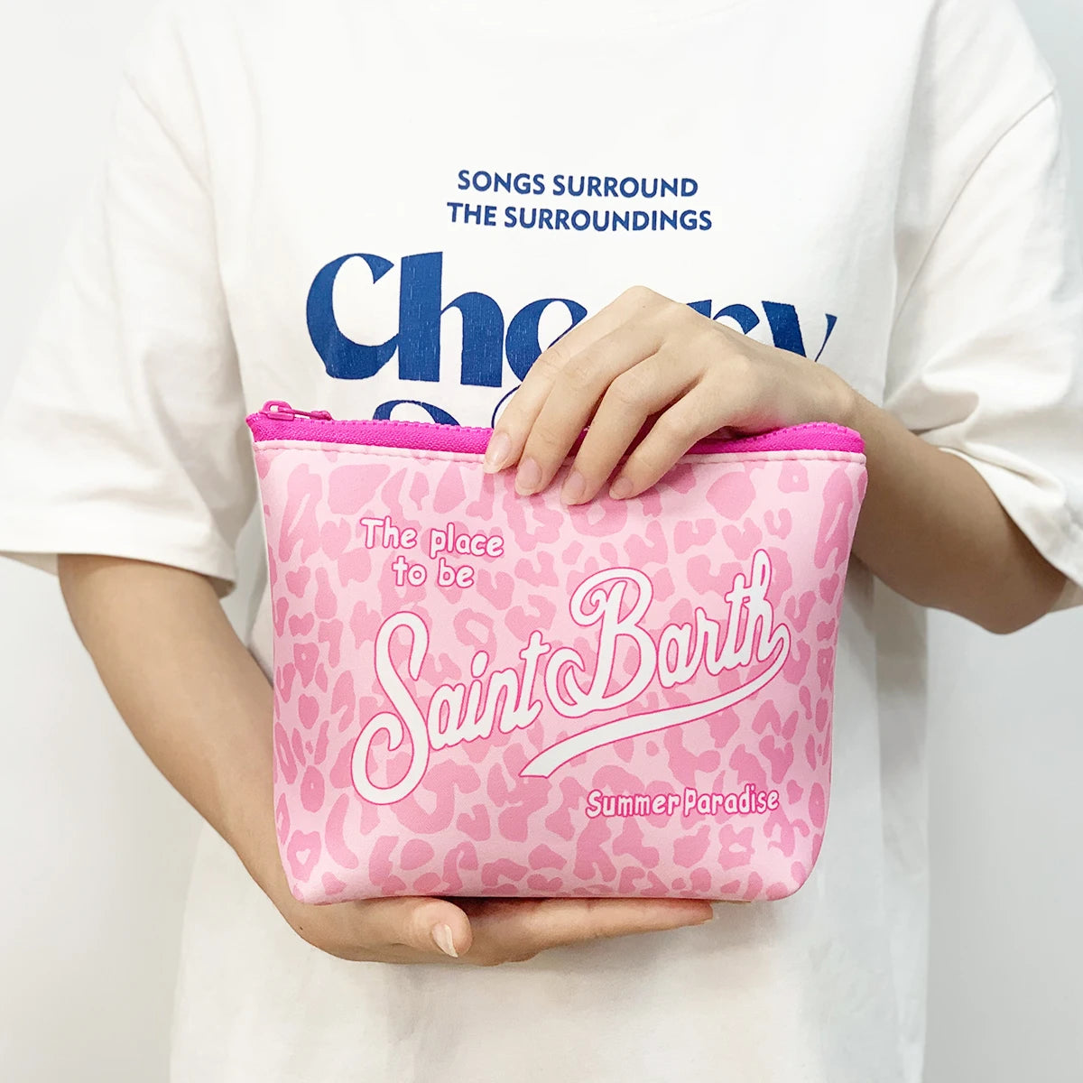 Large Capacity Neoprene Makeup Bag – Striped Travel Toiletry Organizer