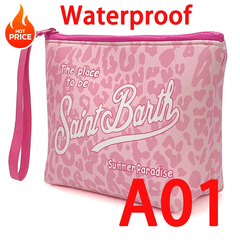 Large Capacity Neoprene Makeup Bag – Striped Travel Toiletry Organizer