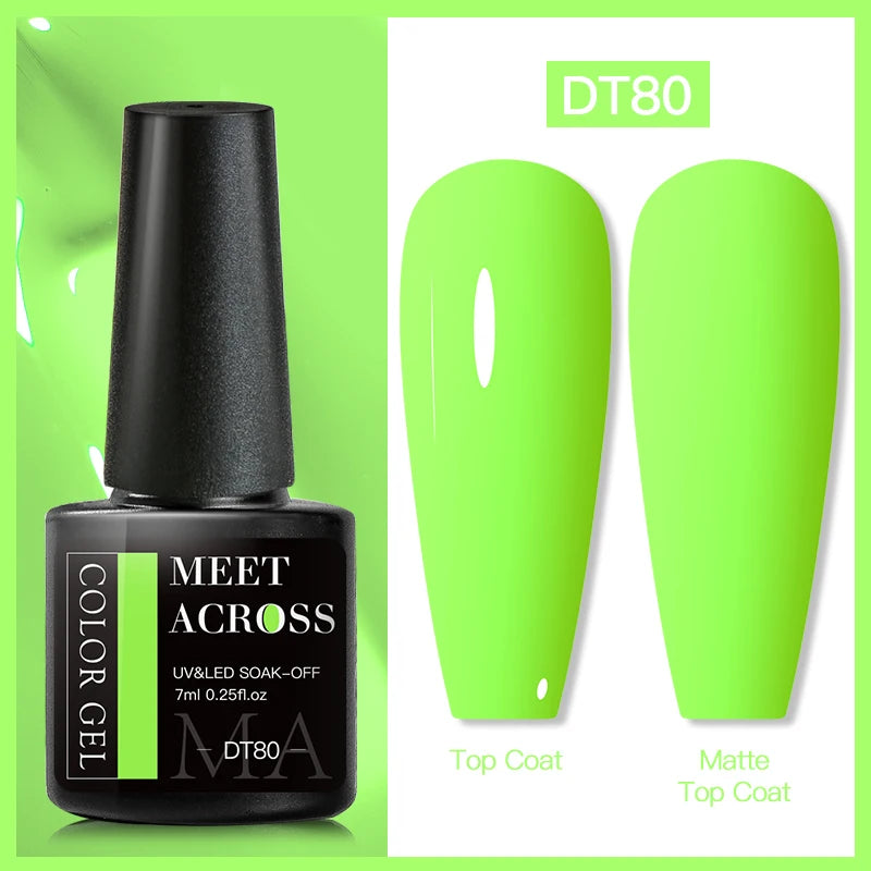 MEET ACROSS Fluorescent Neon Gel Nail Polish 7ml – UV/LED Semi-Permanent