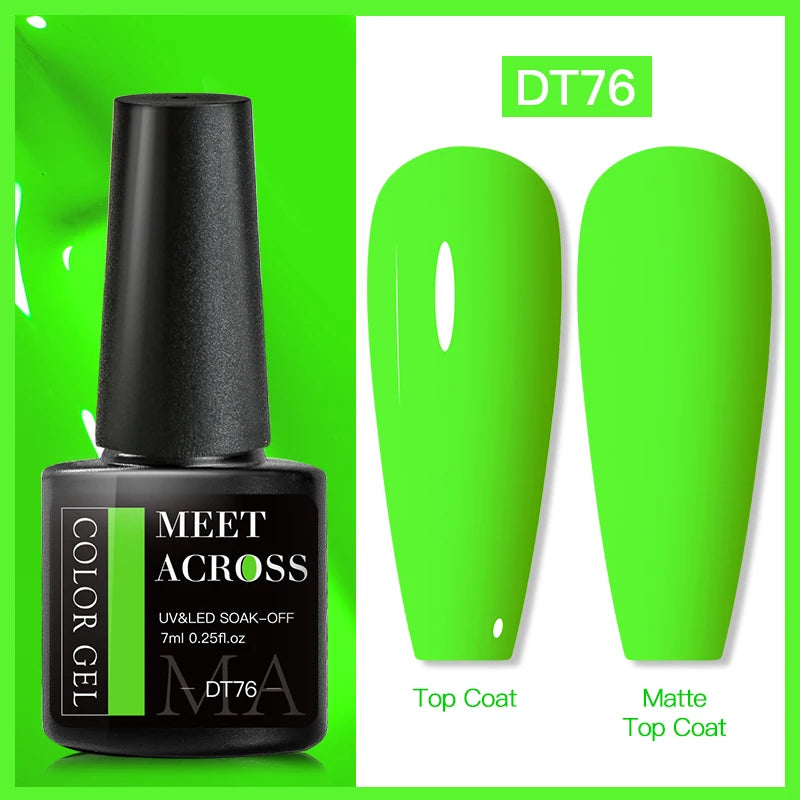 MEET ACROSS Fluorescent Neon Gel Nail Polish 7ml – UV/LED Semi-Permanent