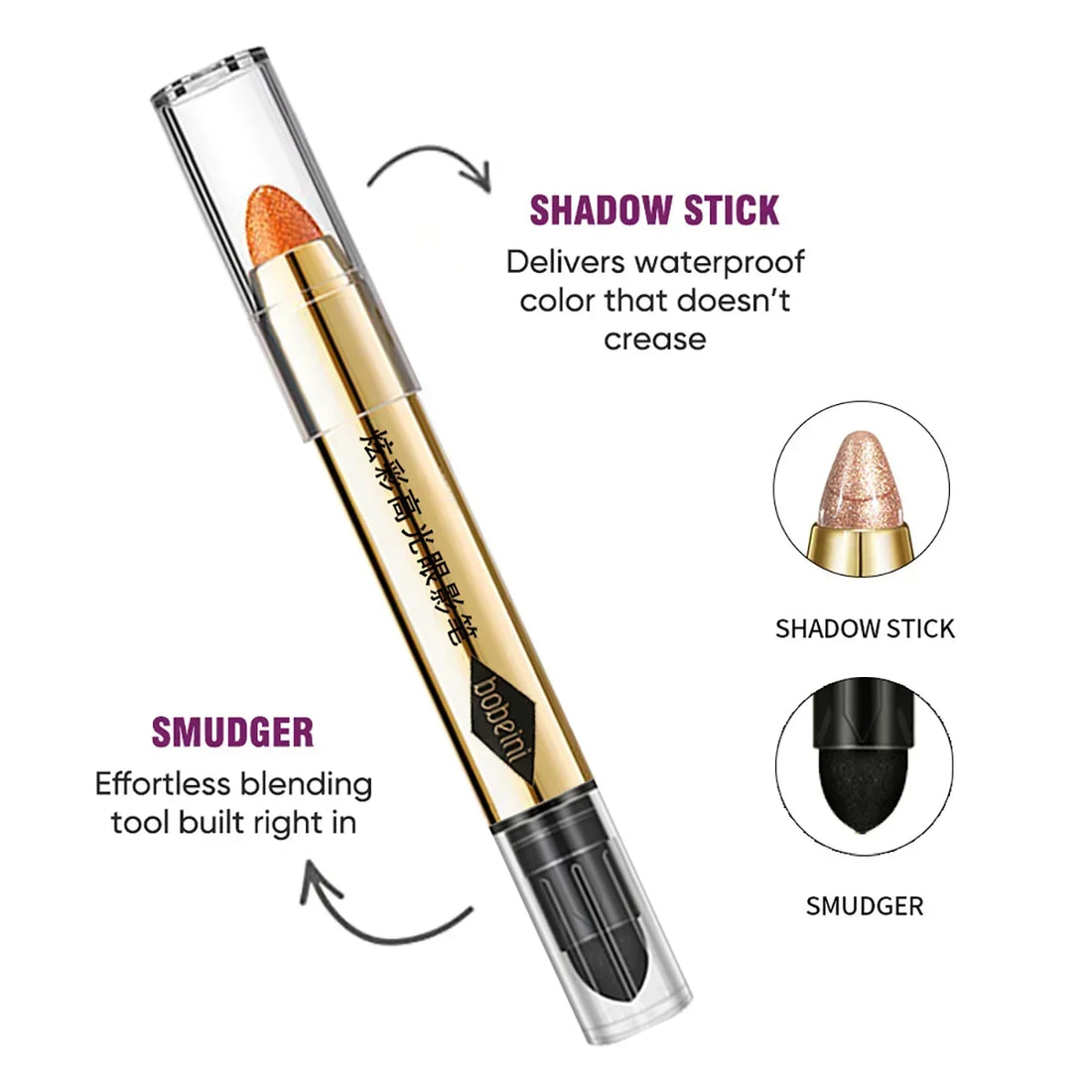Double-Ended Eyeshadow Stick – Matte & Glitter, Waterproof & High Pigment