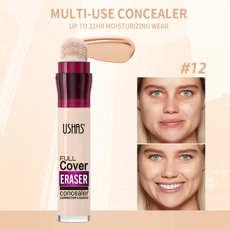 USHAS 12-Color Liquid Concealer – Moisturizing, Long-Lasting & Multi-Use