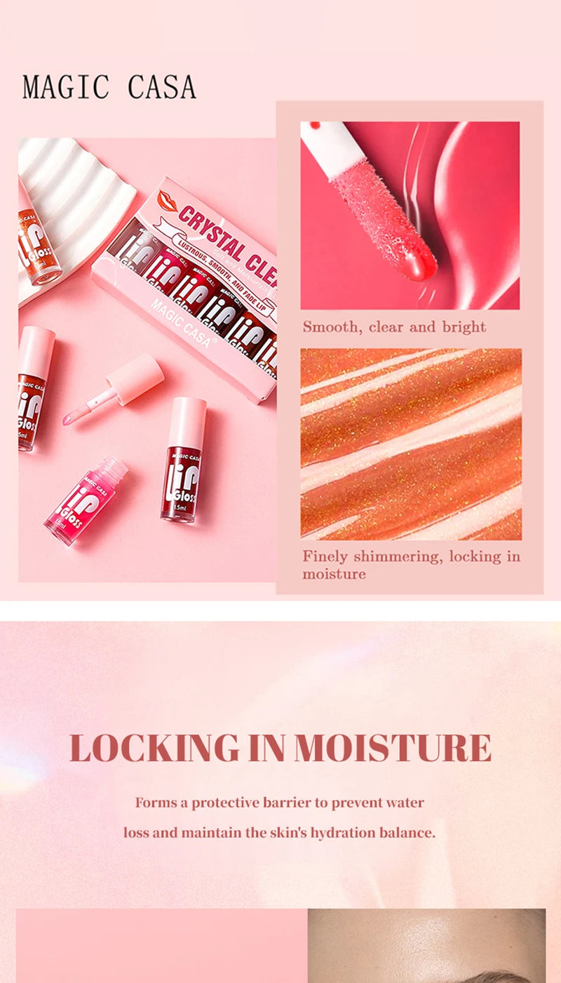 MAGIC CASA 6pcs Jelly Lip Oil – Hydrating, Plumping & Glossy Finish