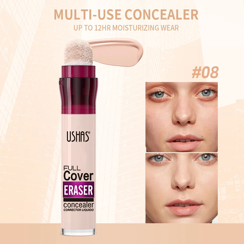 USHAS 12-Color Liquid Concealer – Moisturizing, Long-Lasting & Multi-Use
