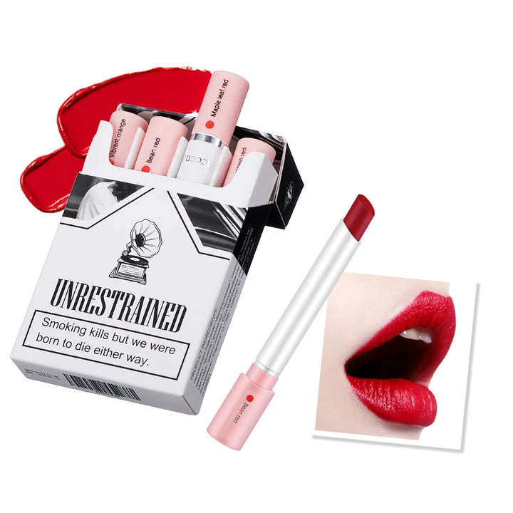 4pcs Cigarette Lipstick Set – Matte Lip Glaze, Waterproof & Long-Lasting Tint