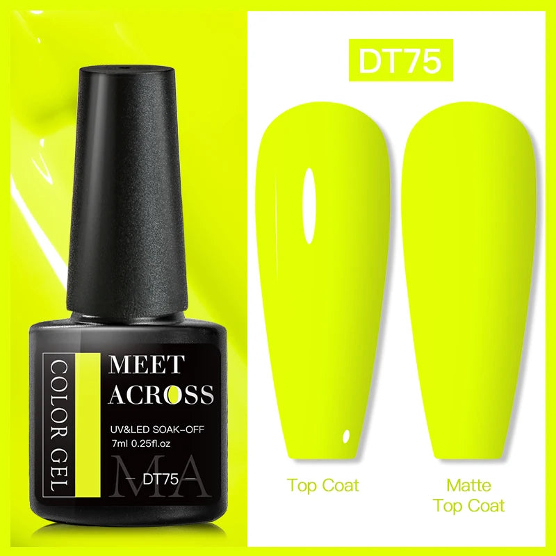 MEET ACROSS Fluorescent Neon Gel Nail Polish 7ml – UV/LED Semi-Permanent