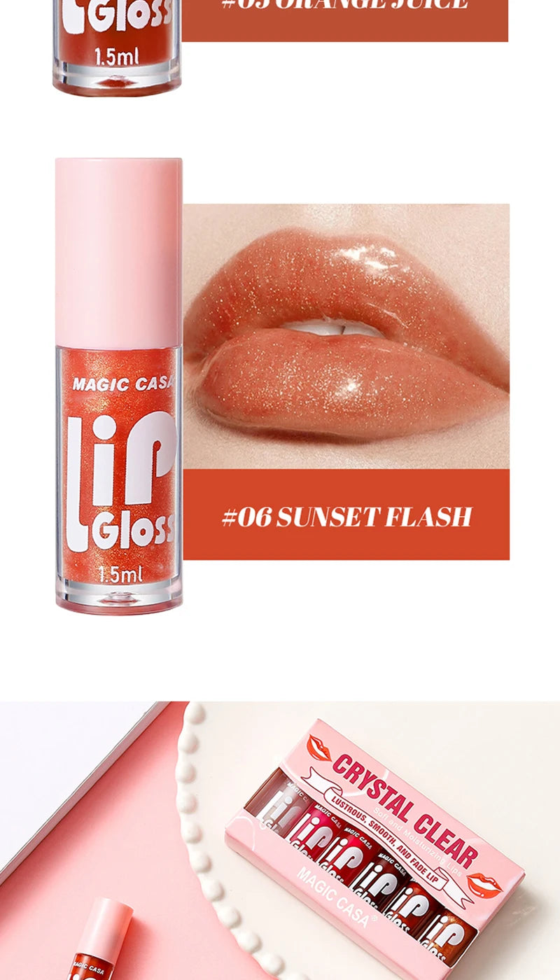 MAGIC CASA 6pcs Jelly Lip Oil – Hydrating, Plumping & Glossy Finish