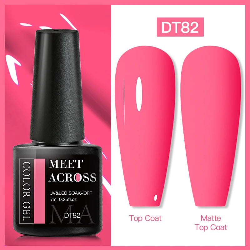 MEET ACROSS Fluorescent Neon Gel Nail Polish 7ml – UV/LED Semi-Permanent