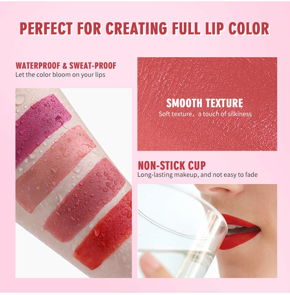 4pcs Cigarette Lipstick Set – Matte Lip Glaze, Waterproof & Long-Lasting Tint