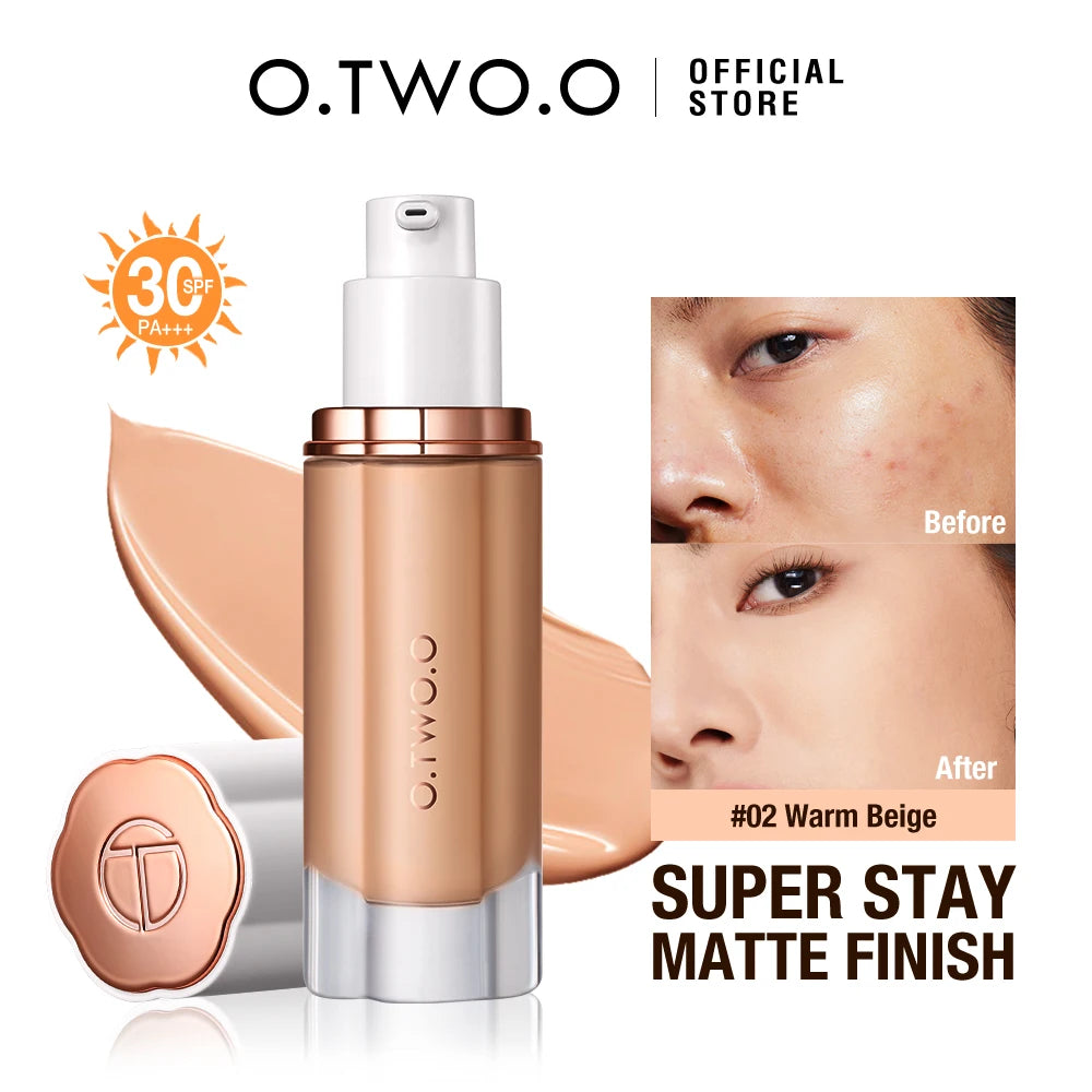 O.TWO.O High-Coverage Liquid Foundation – Waterproof & SPF