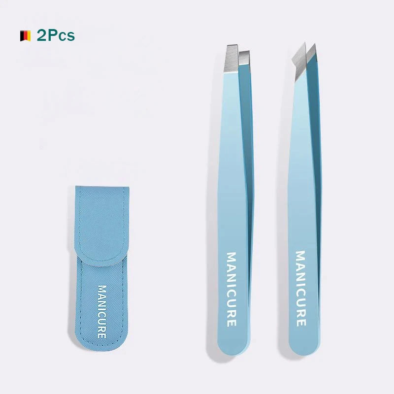 4Pcs Colorful Slanted Eyebrow Tweezers Set