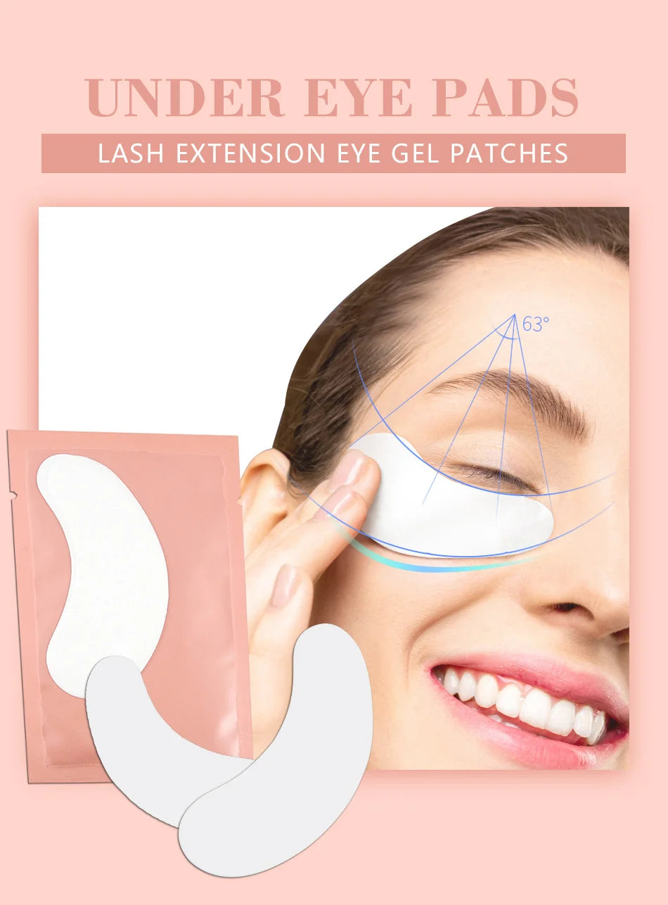 50 Pairs Hydrogel Under-Eye Pads for Eyelash Extensions – Lint-Free Patches