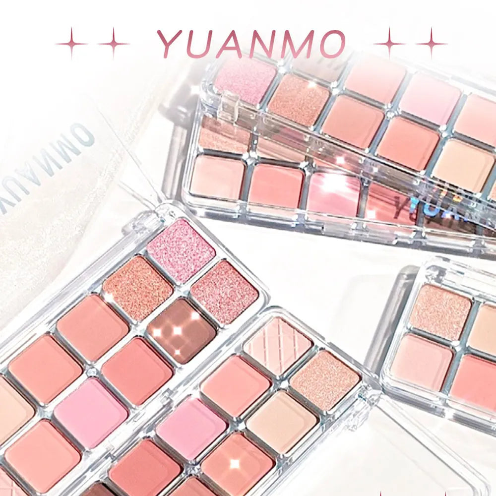 12-Color Pink Eyeshadow Palette – Matte & Shimmer Shades for Day & Night