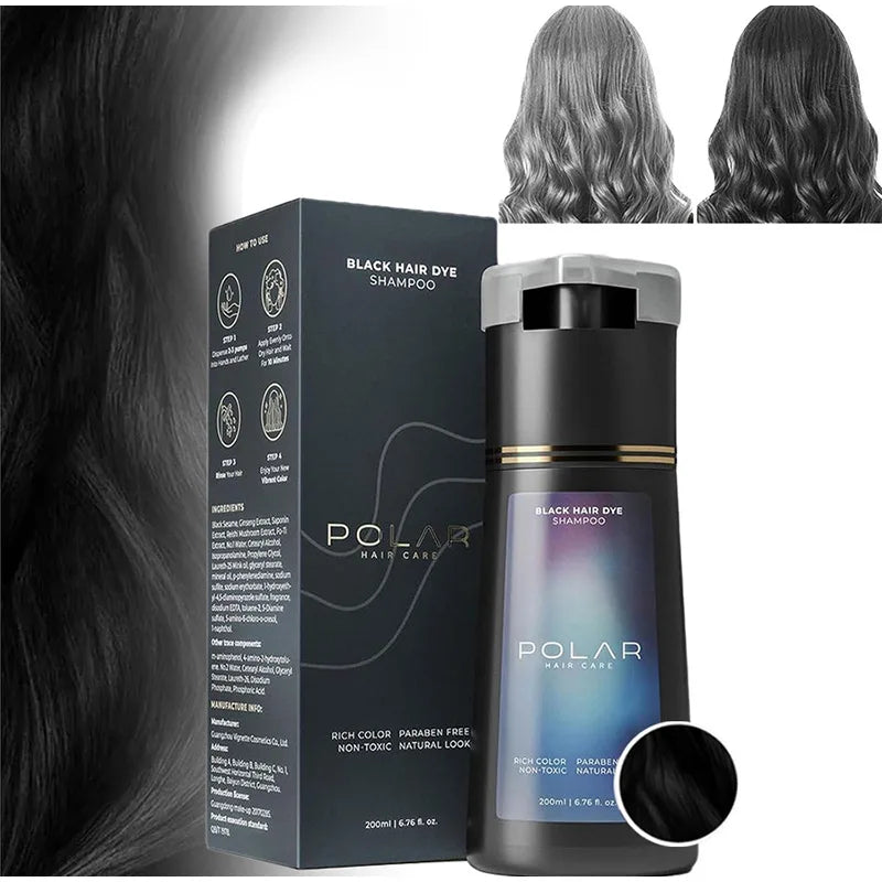 200ml Black Hair Dye Shampoo – Organic & Permanent