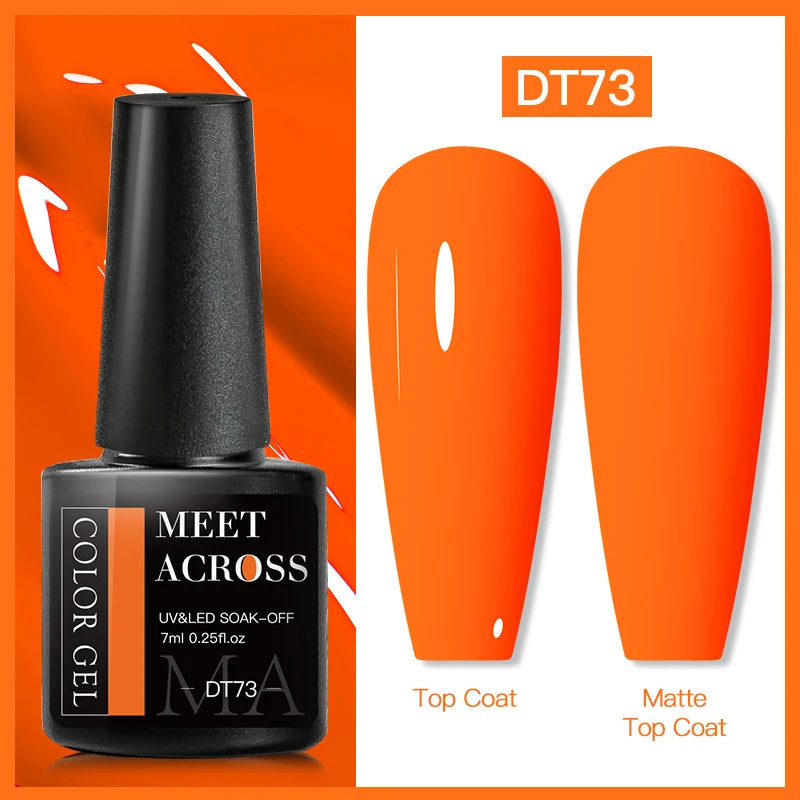MEET ACROSS Fluorescent Neon Gel Nail Polish 7ml – UV/LED Semi-Permanent