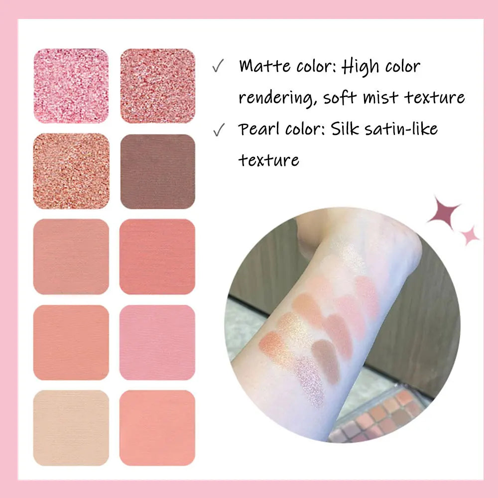 12-Color Pink Eyeshadow Palette – Matte & Shimmer Shades for Day & Night