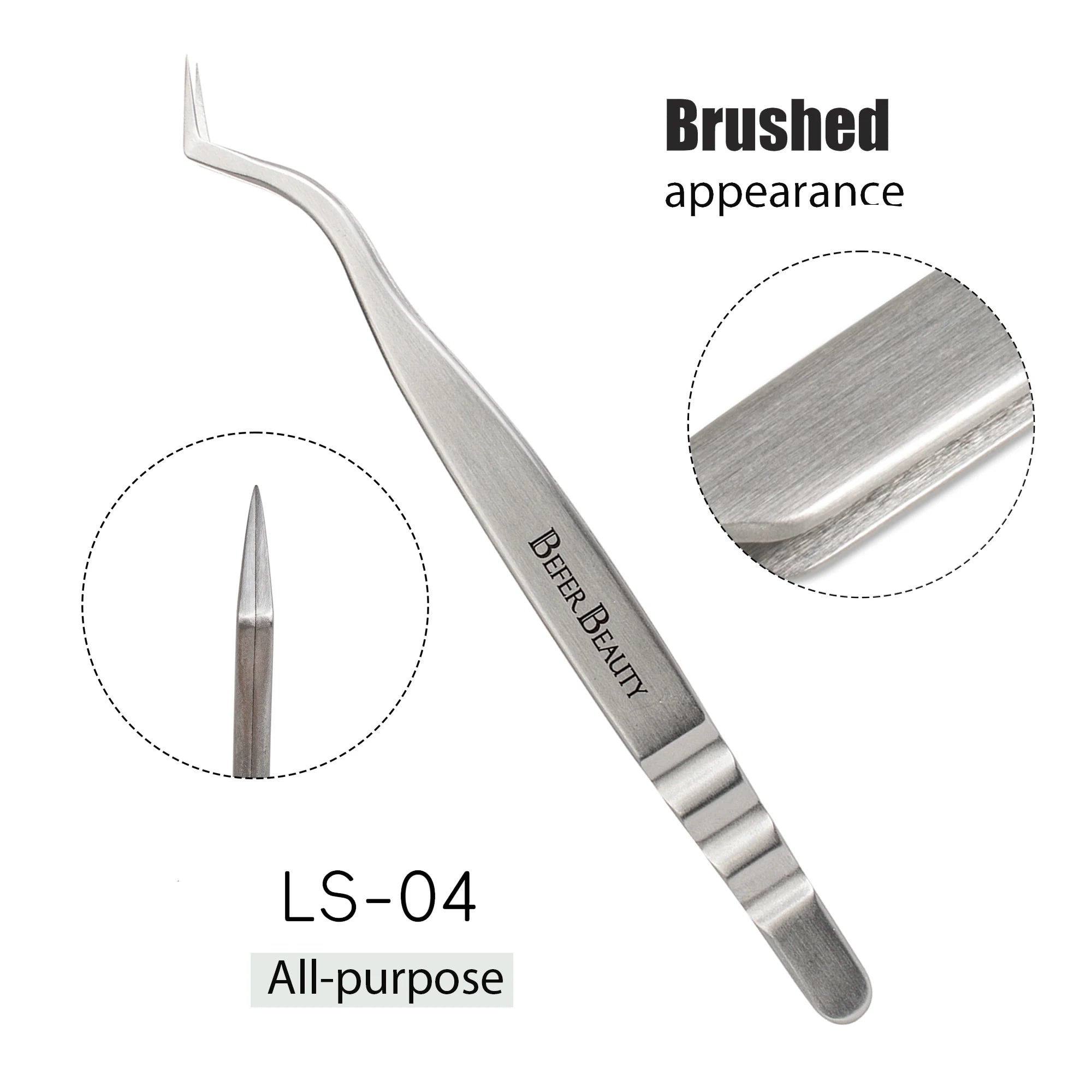 Anti-Static Stainless Steel Eyelash Extension Tweezers