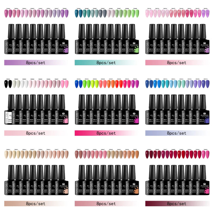 MSRUIOO 8-Piece Gel Nail Polish Set – Summer Colors, UV/LED Semi-Permanent