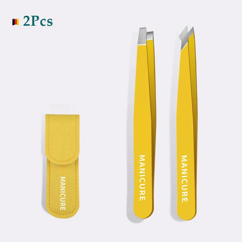 4Pcs Colorful Slanted Eyebrow Tweezers Set