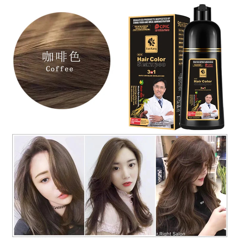 500ml Permanent Hair Dye Shampoo – Natural Plant Essence