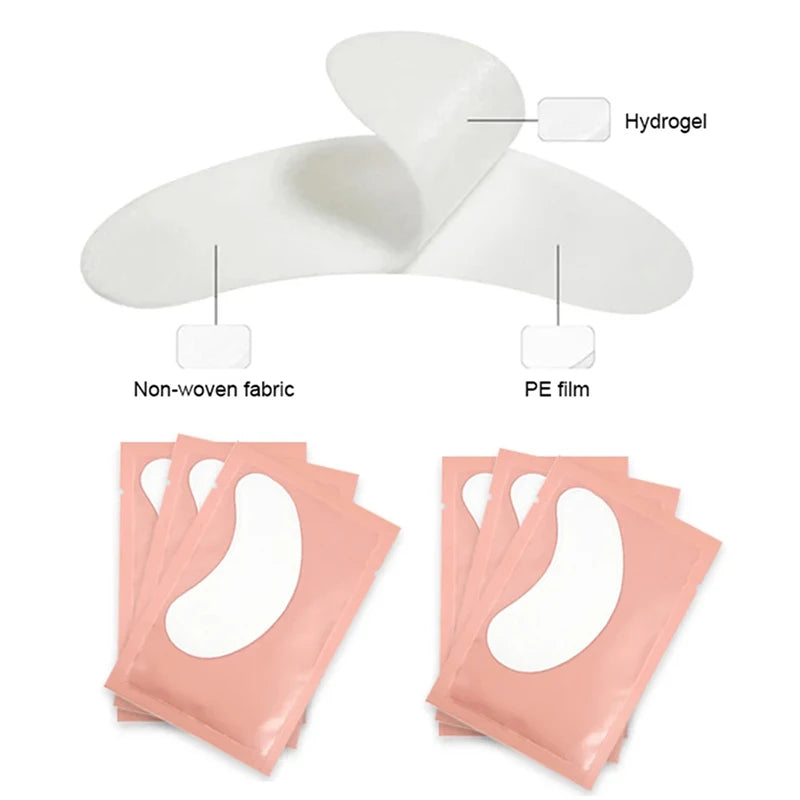50 Pairs Hydrogel Under-Eye Pads for Eyelash Extensions – Lint-Free Patches