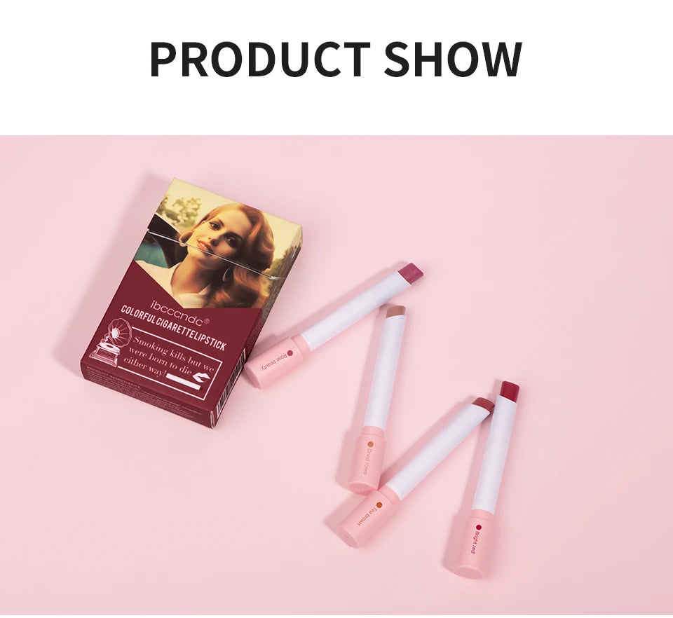 4pcs Cigarette Lipstick Set – Matte Lip Glaze, Waterproof & Long-Lasting Tint