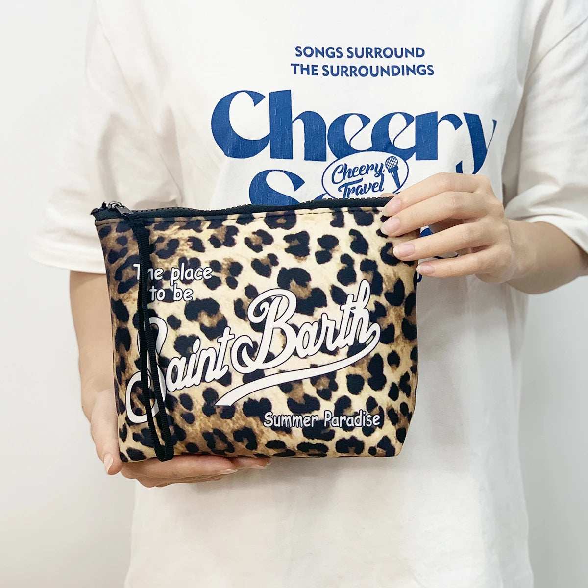 Large Capacity Neoprene Makeup Bag – Striped Travel Toiletry Organizer