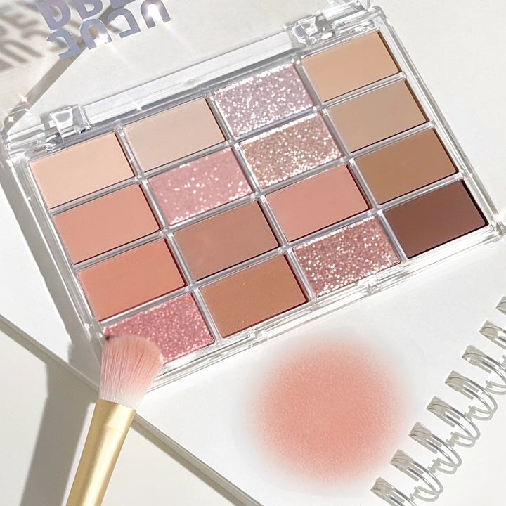 16-Color Eyeshadow Palette – Matte & Pearlescent Earth Tones for Daily Makeup
